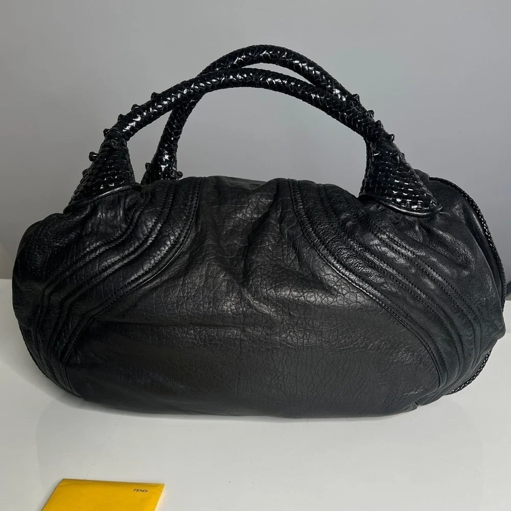 Fendi Small Spy Bag Black Lamb Leather Zucca Interior
